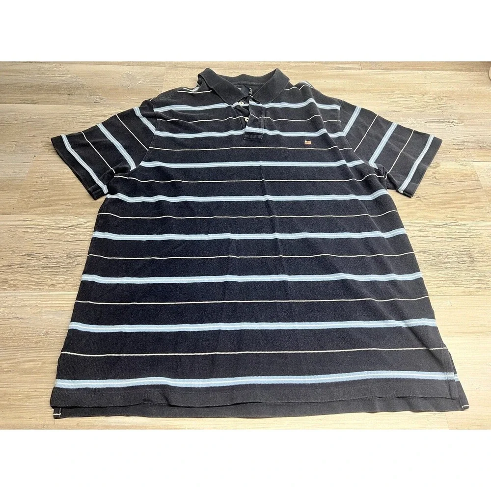 Polo‎ Jeans Co Ralph Lauren shirt adult XL Navy & blue striped ribbed crew mens